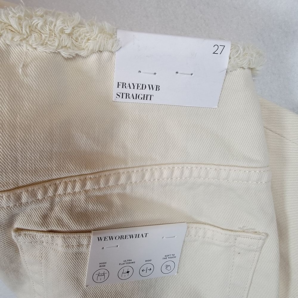 NWT WeWoreWhat Women's Frayed WB Straight Sz 27 Twill Denim Classic White - Picture 5 of 12